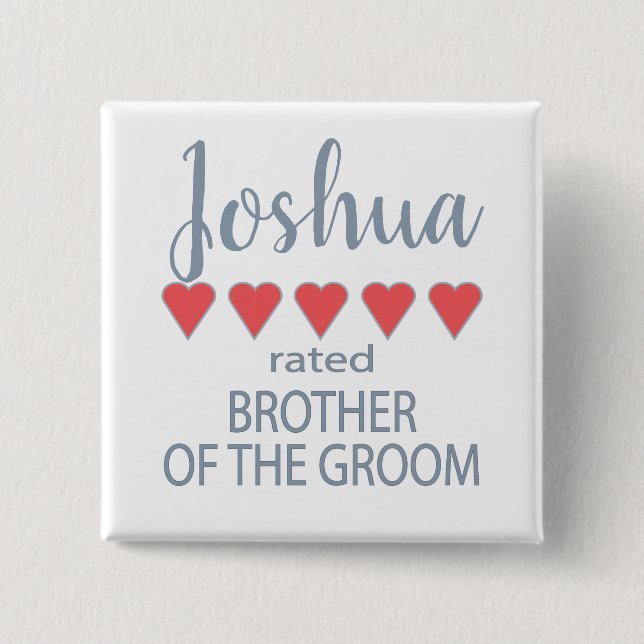 Bridal & Wedding Party 5 Herz Bruder des Grooms Button (Vorderseite)