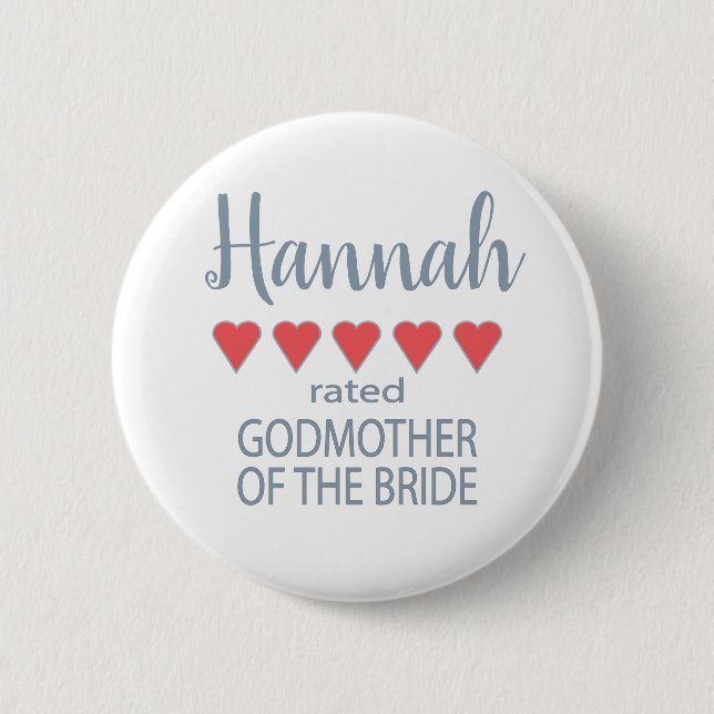 Bridal & Wedding Party 5 Herz Godmutter of Bride Button (Vorderseite)