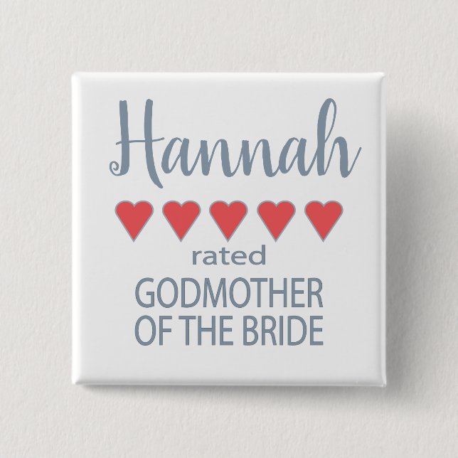 Bridal & Wedding Party 5 Herz Godmutter of Bride Button (Vorderseite)