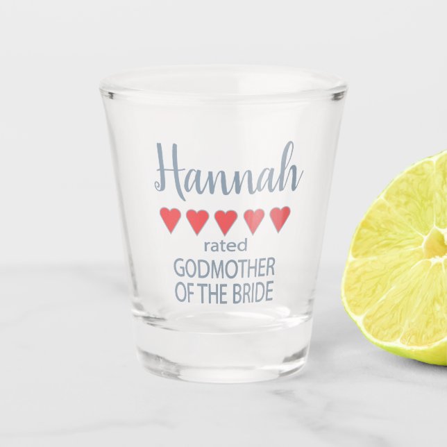 Bridal & Wedding Party 5 Herz Godmutter of Bride Schnapsglas (Vorderseite)