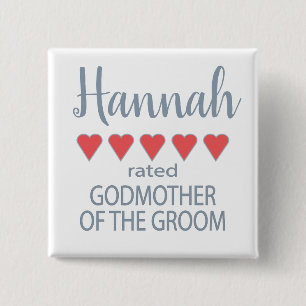 Bridal & Wedding Party 5 Herz Godmutter von Groom Button