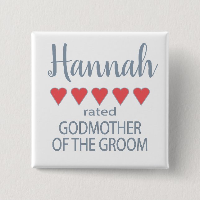 Bridal & Wedding Party 5 Herz Godmutter von Groom Button (Vorderseite)