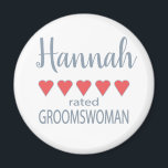 Bridal & Wedding Party 5 Herz Groomswoman Magnet<br><div class="desc">Die Mitglieder der Brautparty- und Hochzeitsfeier werden sich mit einem "Fünf-Herzen-Geschenk", das speziell für sie gemacht wurde, geliebt und geschätzt fühlen. Liebe ist das, worum es geht. Ob Hochzeit oder Hochzeit in Urlaubsort in der Heimatstadt - die personalisierten Gegenstände werden sicher sein, Lächeln auf den Weg zu bringen. Die individuell...</div>