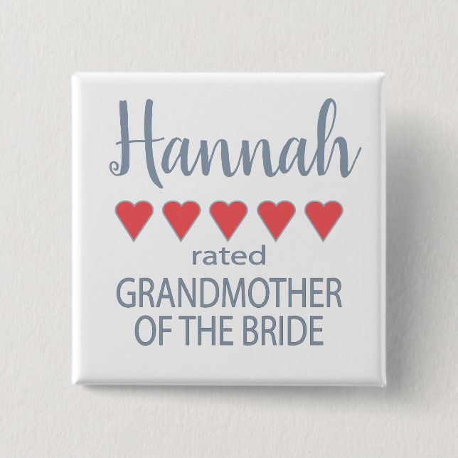 Bridal & Wedding Party 5 Herz Großmutter o Bride Button (Vorderseite)