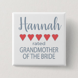 Bridal & Wedding Party 5 Herz Großmutter o Bride Button