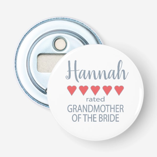 Bridal & Wedding Party 5 Herz Großmutter o Bride Flaschenöffner (Vorderseite)