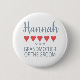 Bridal & Wedding Party 5 Herz Großmutter o Groom Button