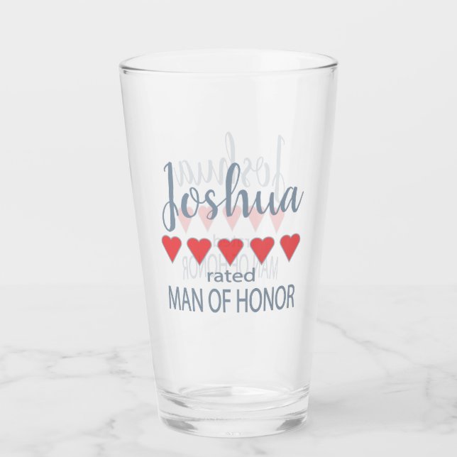 Bridal & Wedding Party 5 Herz Mann der Ehre Glas (Vorderseite)