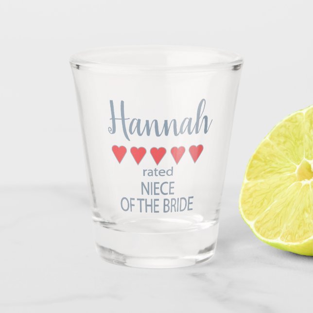Bridal & Wedding Party 5 Herz Nichte Bride Schnapsglas (Vorderseite)