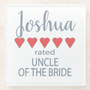 Bridal & Wedding Party 5 Herz Onkel von Braut Glasuntersetzer