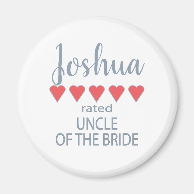 Bridal & Wedding Party 5 Herz Onkel von Braut Magnet (Vorne)