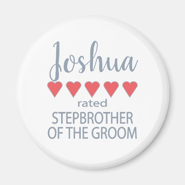 Bridal & Wedding Party 5 Herz Stepbruder o Groom Magnet (Vorne)