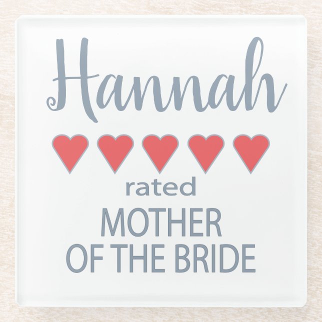 Bridal & Wedding Party 5 Herzenmutter von Bride Glasuntersetzer (Vorderseite)