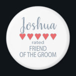 Bridal & Wedding Party 5 Herzfreund am Groom Magnet<br><div class="desc">Die Mitglieder der Brautparty- und Hochzeitsfeier werden sich mit einem "Fünf-Herzen-Geschenk", das speziell für sie gemacht wurde, geliebt und geschätzt fühlen. Liebe ist das, worum es geht. Ob Hochzeit oder Hochzeit in Urlaubsort in der Heimatstadt - die personalisierten Gegenstände werden sicher sein, Lächeln auf den Weg zu bringen. Die individuell...</div>