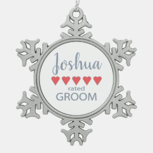 Bridal & Wedding Party 5 Herzgarten Schneeflocken Zinn-Ornament