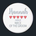 Bridal & Wedding Party 5 Herzstück Groom Magnet<br><div class="desc">Die Mitglieder der Brautparty- und Hochzeitsfeier werden sich mit einem "Fünf-Herzen-Geschenk", das speziell für sie gemacht wurde, geliebt und geschätzt fühlen. Liebe ist das, worum es geht. Ob Hochzeit oder Hochzeit in Urlaubsort in der Heimatstadt - die personalisierten Gegenstände werden sicher sein, Lächeln auf den Weg zu bringen. Die individuell...</div>