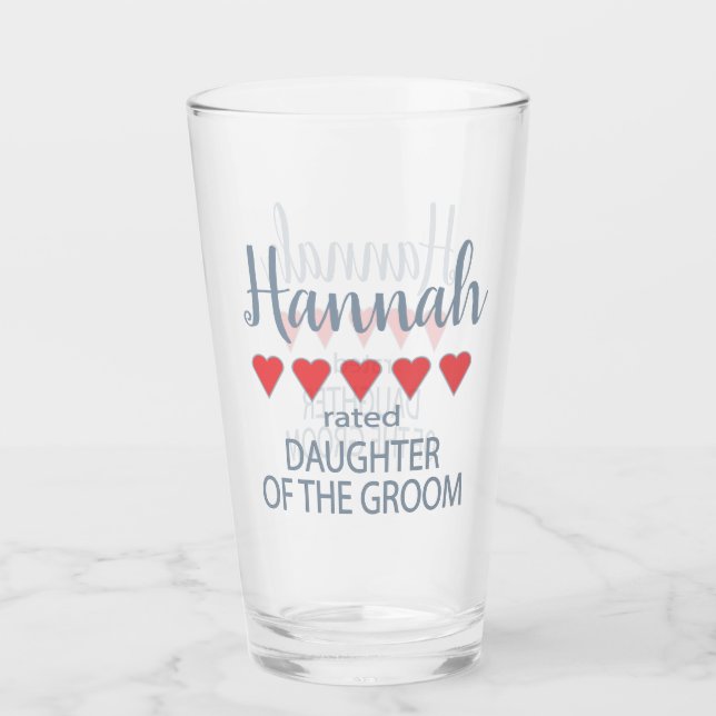 Bridal & Wedding Party 5 Herztochter am Groom Glas (Vorderseite)