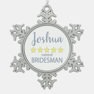 Bridal & Wedding Party 5 Star Bridesman Schneeflocken Zinn-Ornament