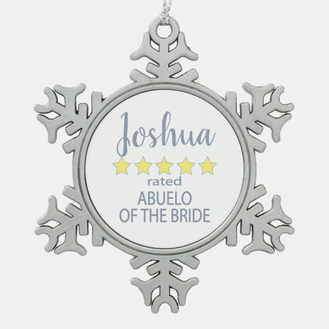 Bridal & Wedding Party 5 Sterne Abuelo Bride Schneeflocken Zinn-Ornament (Vorderseite)