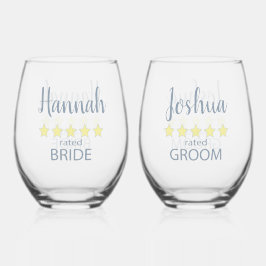 Bridal & Wedding Party 5 Sterne Bride & Groom Weinglas Ohne Stiel