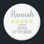 Bridal & Wedding Party 5 Sterne Bride Magnet<br><div class="desc">Die Mitglieder der Brautparty- und Hochzeitsfeier werden sich mit einem "Fünf-Sterne-Geschenk", das speziell für sie gemacht wurde, geliebt und geschätzt fühlen. Liebe ist das, worum es geht. Ob Hochzeit oder Hochzeit in Urlaubsort in der Heimatstadt - die personalisierten Gegenstände werden sicher sein, Lächeln auf den Weg zu bringen. Die individuell...</div>