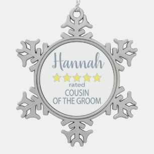 Bridal & Wedding Party 5 Sterne Cousin Schneeflocken Zinn-Ornament