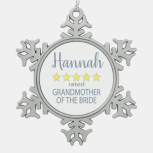 Bridal & Wedding Party 5 Sterne Großmutter von Bri Schneeflocken Zinn-Ornament