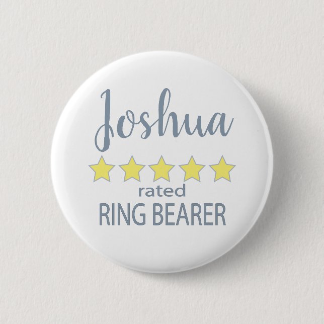 Bridal & Wedding Party 5 Sterne Ring Bearer Button (Vorderseite)