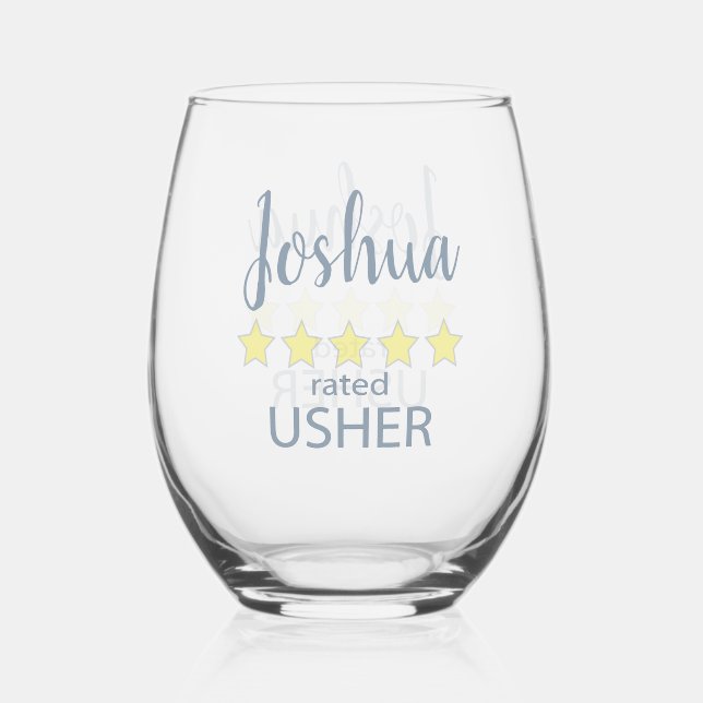 Bridal & Wedding Party 5 Sterne Usher Weinglas Ohne Stiel (Vorderseite)