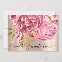 Bridal Wedding Pink Rose Gold Blume Rose Einladung