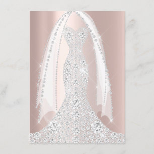 Bridal White Dress Spark Rose Rosa Diamond Einladung
