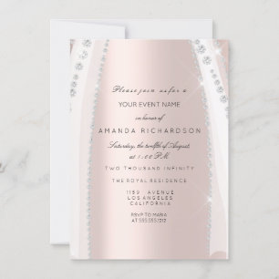 Bridal White Dress Spark Rose Silver Pink Diamond Einladung