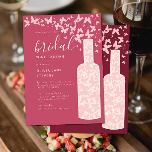 Bridal Wine Party Bordeaux Pink Butterflies Boho Einladung