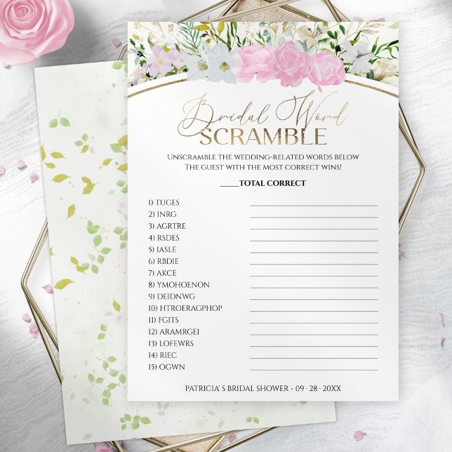 Bridal Word Scramble Game Wildblume Spring Card Einladung (Von Creator hochgeladen)