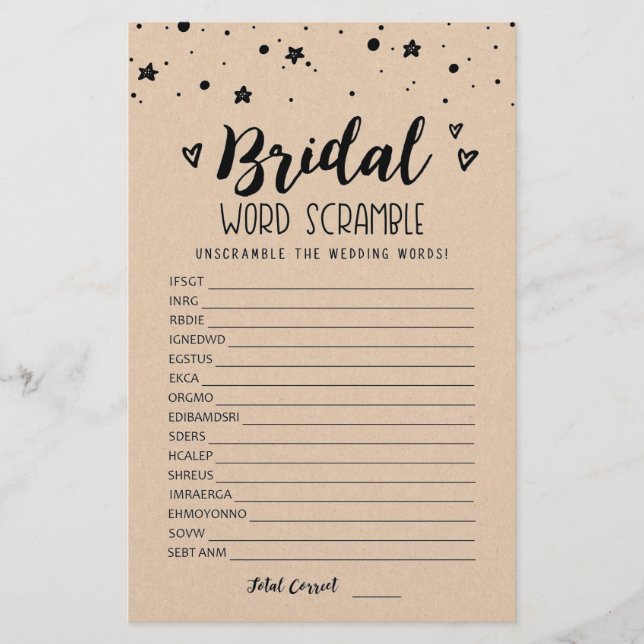 Bridal Wort Rammspiel mit Antworten (Vorderseite)