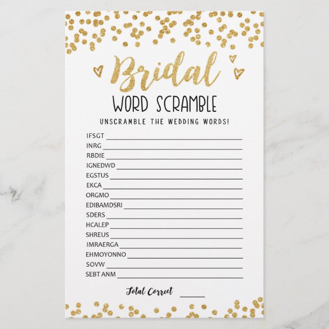 Bridal Wort Rammspiel mit Antworten (Vorderseite)