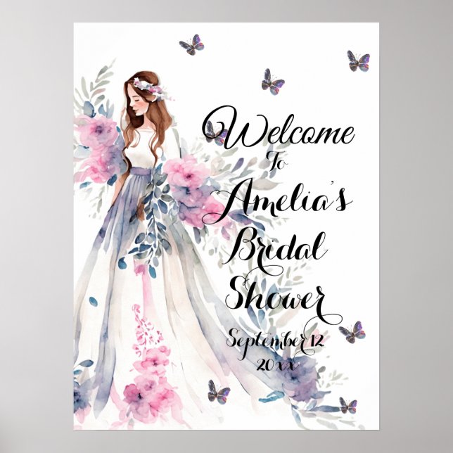 Bridal zu sein elegantes weißes Kleid Bridal Willk Poster (Vorne)