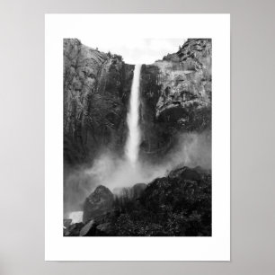 Bridalveil Falls Black and White Fotografy Poster