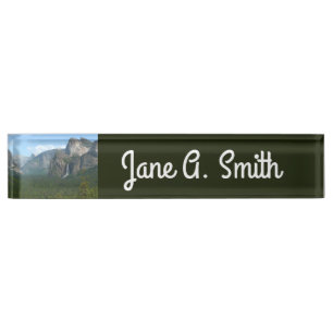 Bridalveil Falls und Half Dome im Yosemite Namensplakette