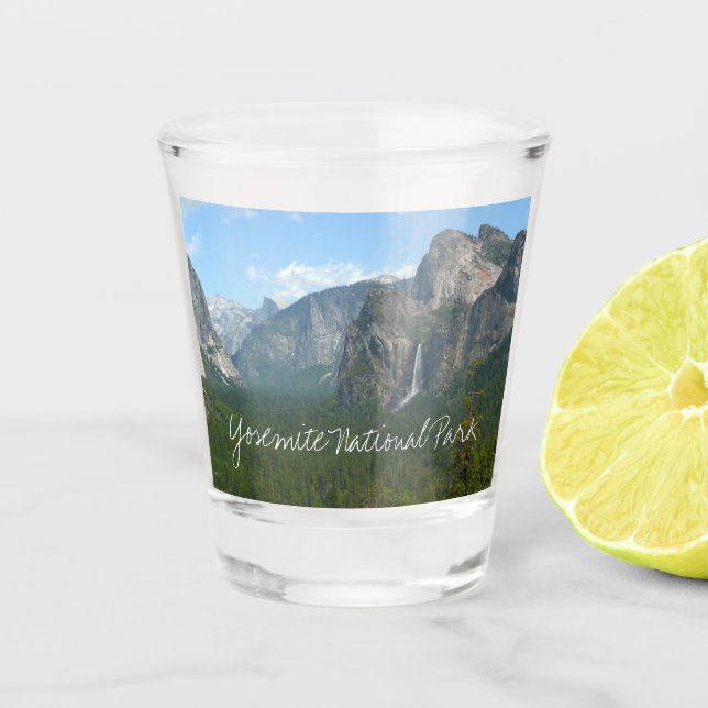 Bridalveil Falls und Half Dome im Yosemite Schnapsglas (Vorderseite)