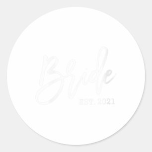 Bride 2021 Bride Est 2021 Braut und Baum Runder Aufkleber