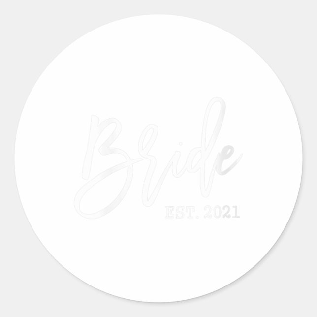 Bride 2021 Bride Est 2021 Braut und Baum Runder Aufkleber (Vorderseite)
