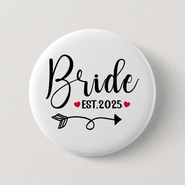 Bride 2025 Wedding Matching Mrs. Est 2025 Verheira Button (Vorderseite)