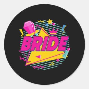 Bride 90er Bach Crew Squad Retro Bachelorette Matc Runder Aufkleber