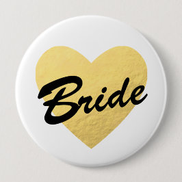 Bride Abzeichen | goldenes Herz | Junggeselinnen-A Button