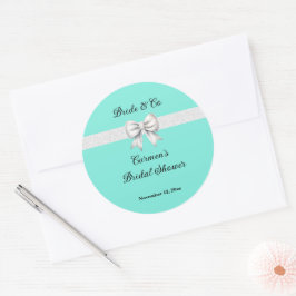 Bride and Co. White Glitzer Bow Brautparty Runder Aufkleber