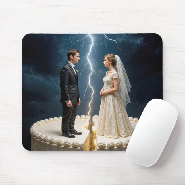 Bride and Groom Divorce Cake Mousepad (Mit Mouse)