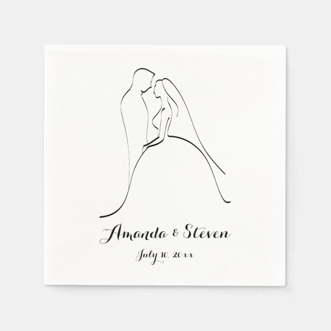 Bride And Groom | Hochzeitspapier Napkins Serviette (Vorderseite)