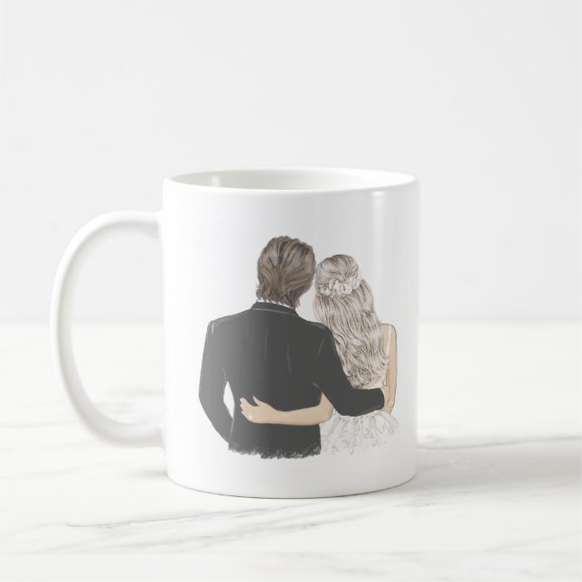 Bride and Groom Illustration Kaffeetasse (Links)