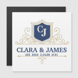 Bride And Groom Monogram Names Elegant Weeding Magnetkarte